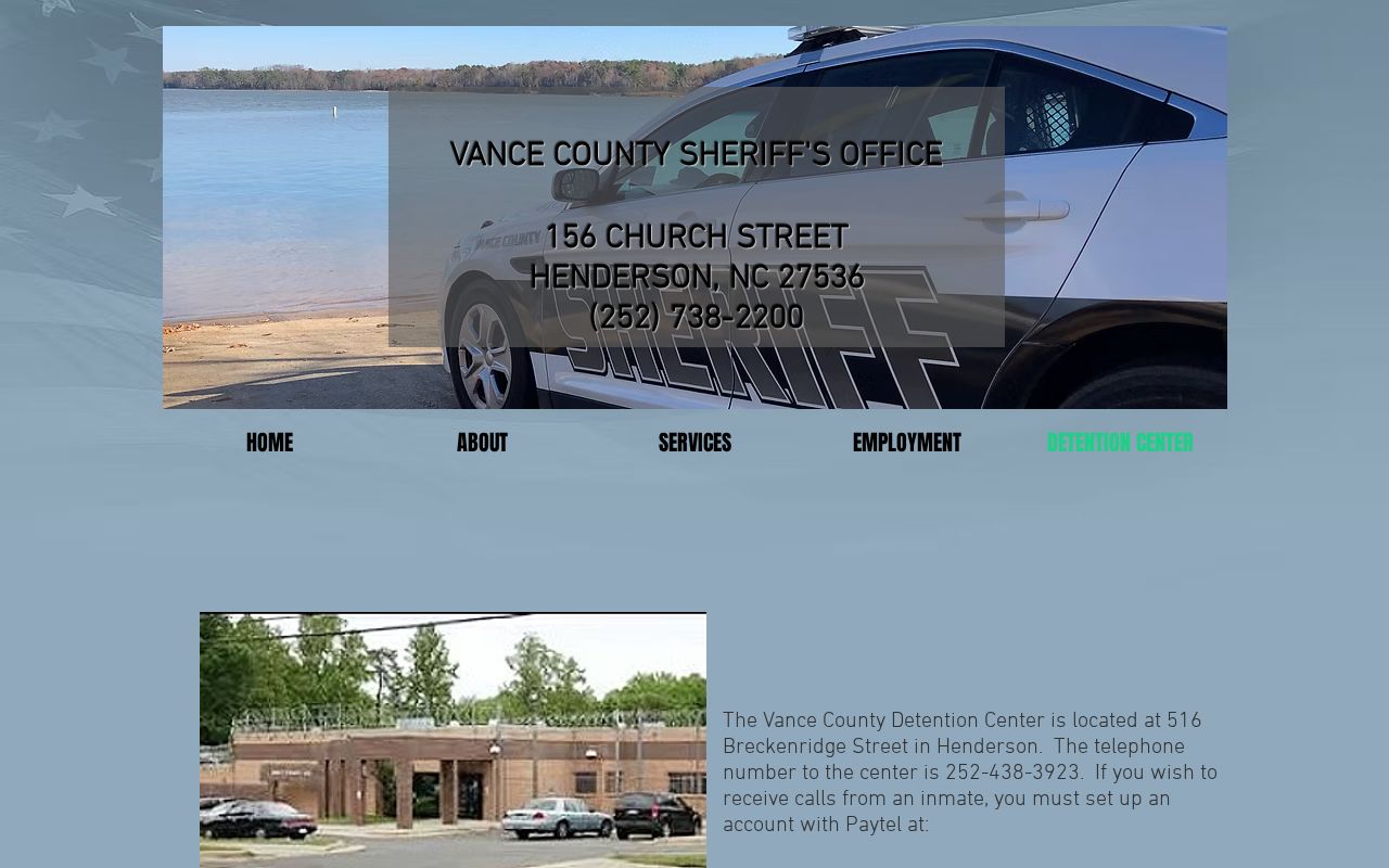 Vance County Detention Center official arrest custody information page